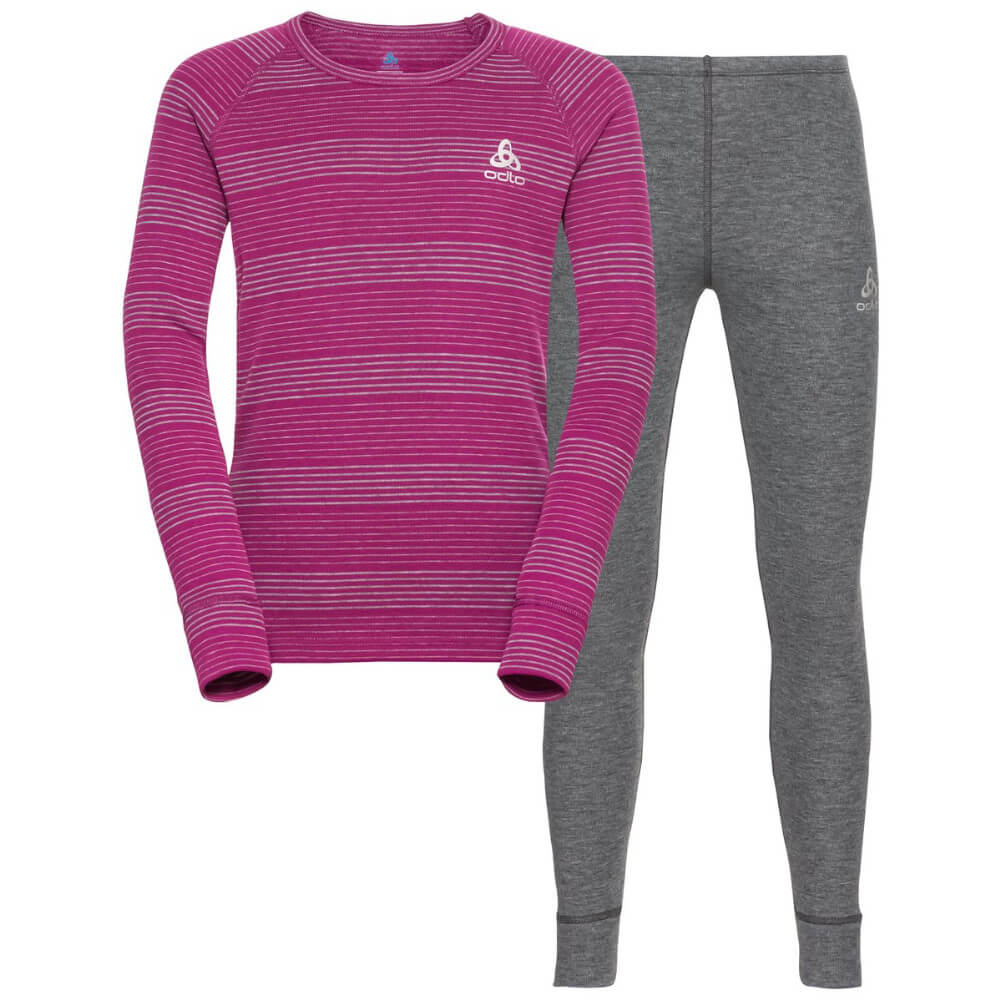 Odlo Active Warm Eco Kids Base Layer Set, Grey/Fuchsia