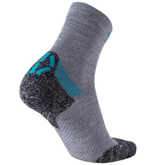 UYN Winter Pro Women's Running Socks, Light Grey/Turquoise 2